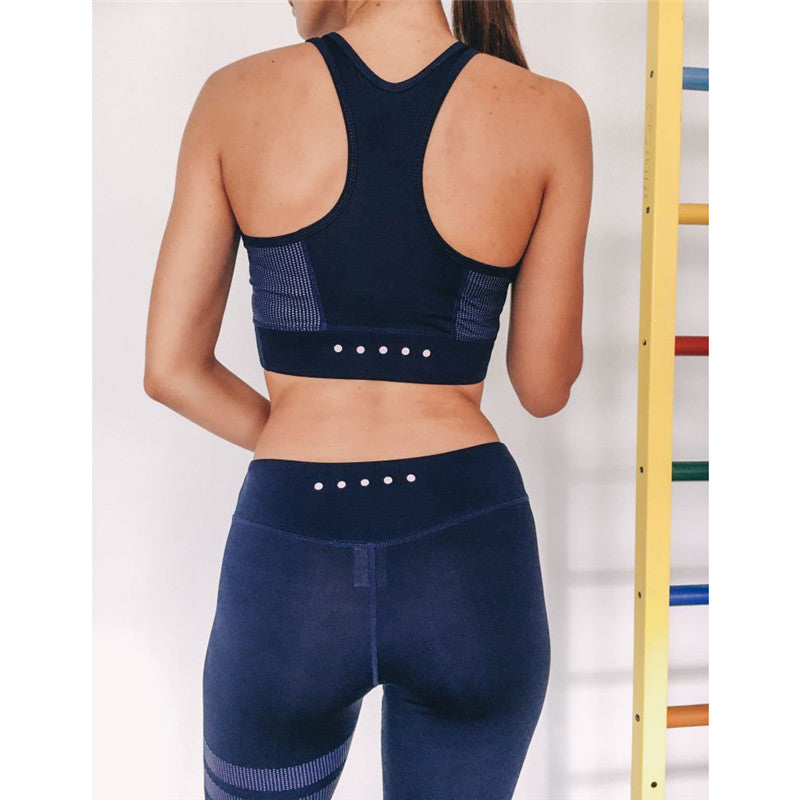 Racerback Crop Top and Panel Leggings Set