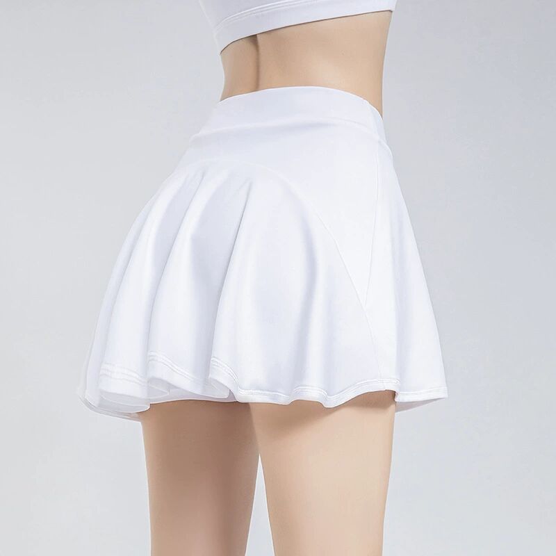 High-Waisted Flared Skort - White
