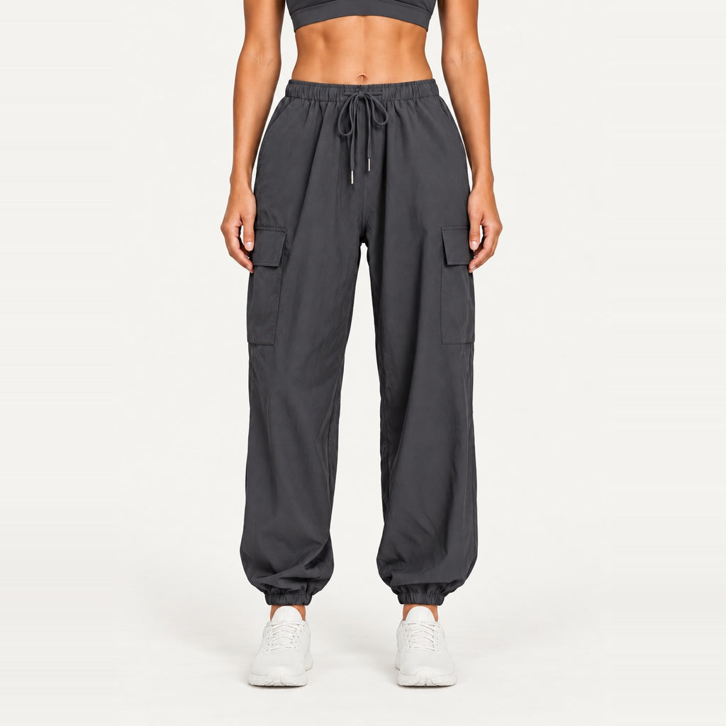 Lightweight Loose Joggers with Side Pockets - Charcoal
