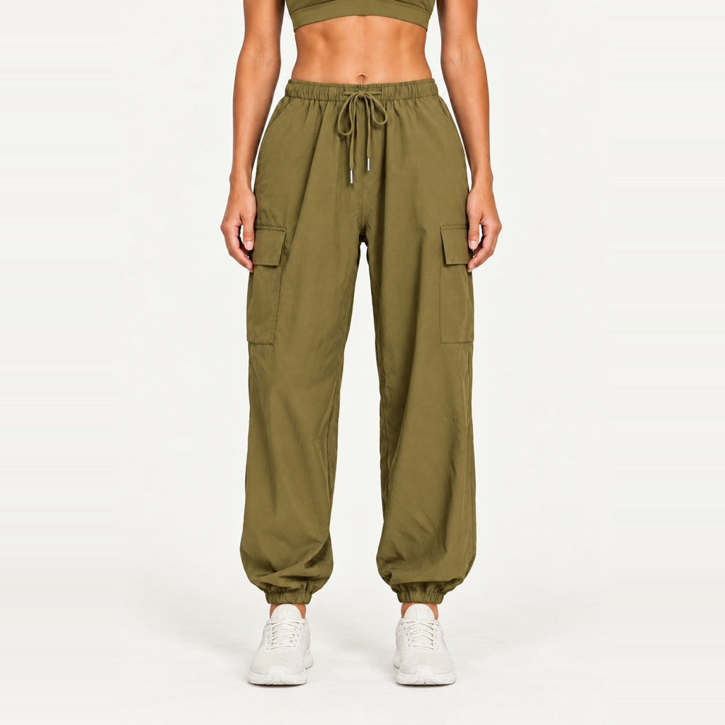 Lightweight Loose Joggers with Side Pockets - Olive