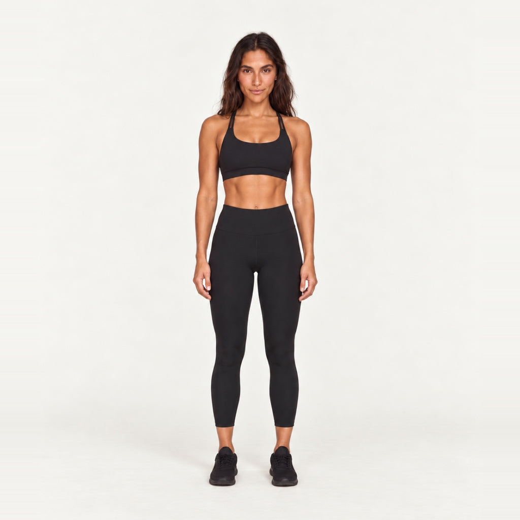 Sports Bra and High-Waisted Leggings Set - Black
