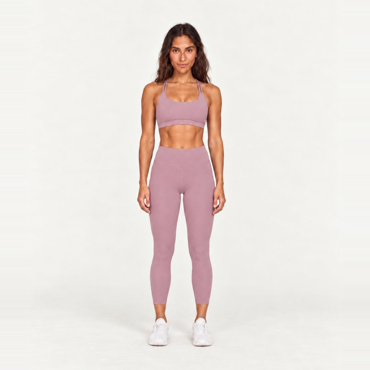Sports Bra and High-Waisted Leggings Set - Mauve