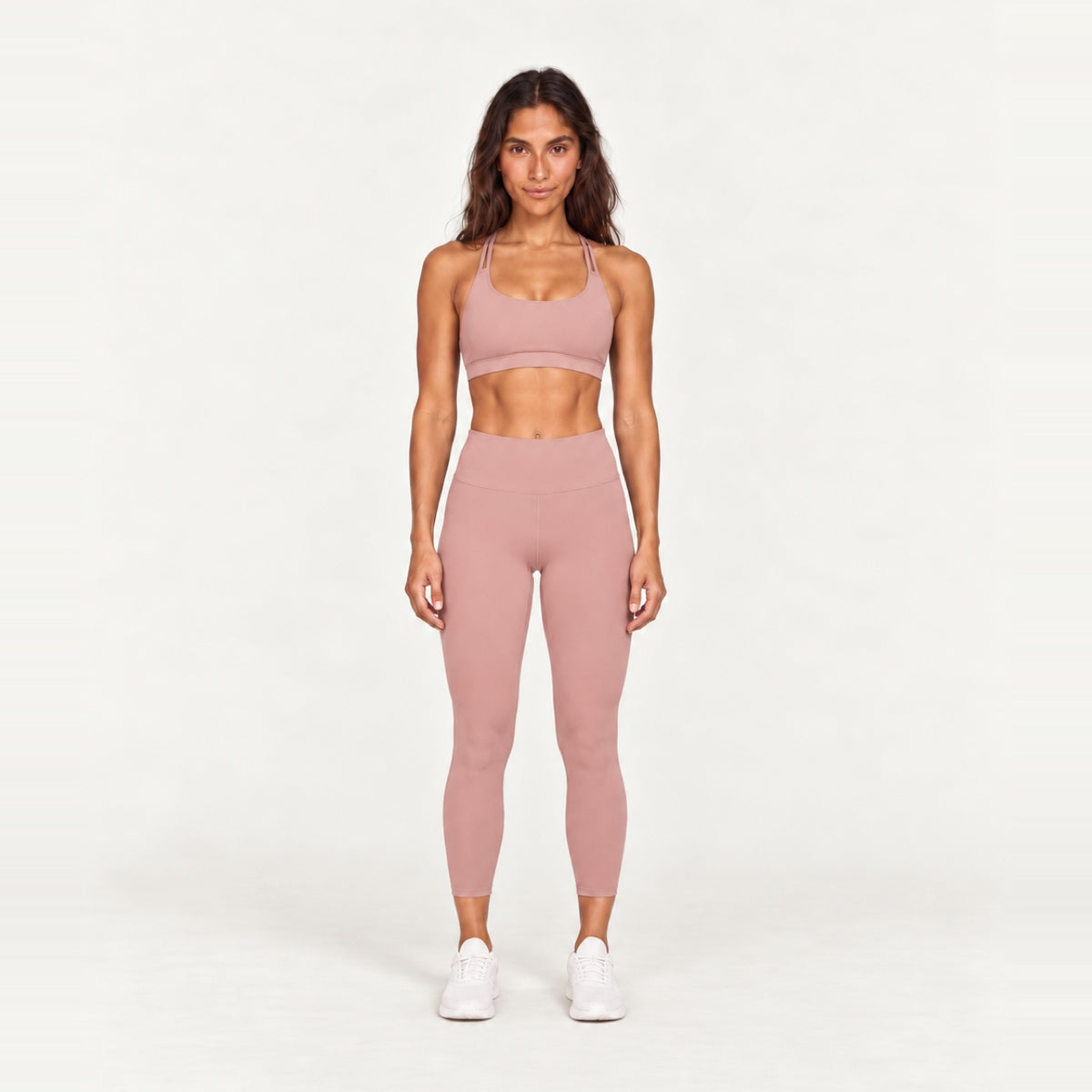 Sports Bra and High-Waisted Leggings Set - Rose
