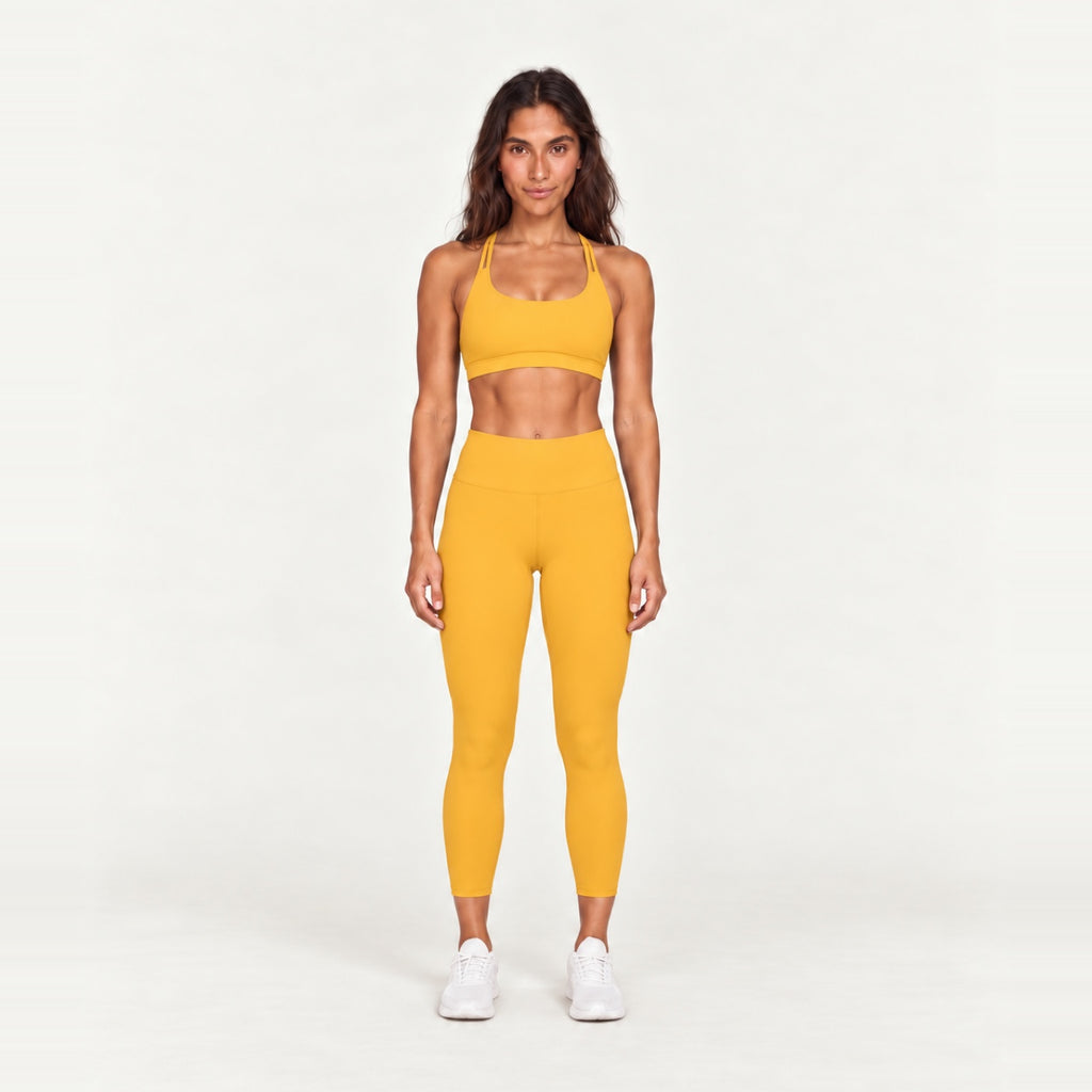 Sports Bra and High-Waisted Leggings Set - Marigold
