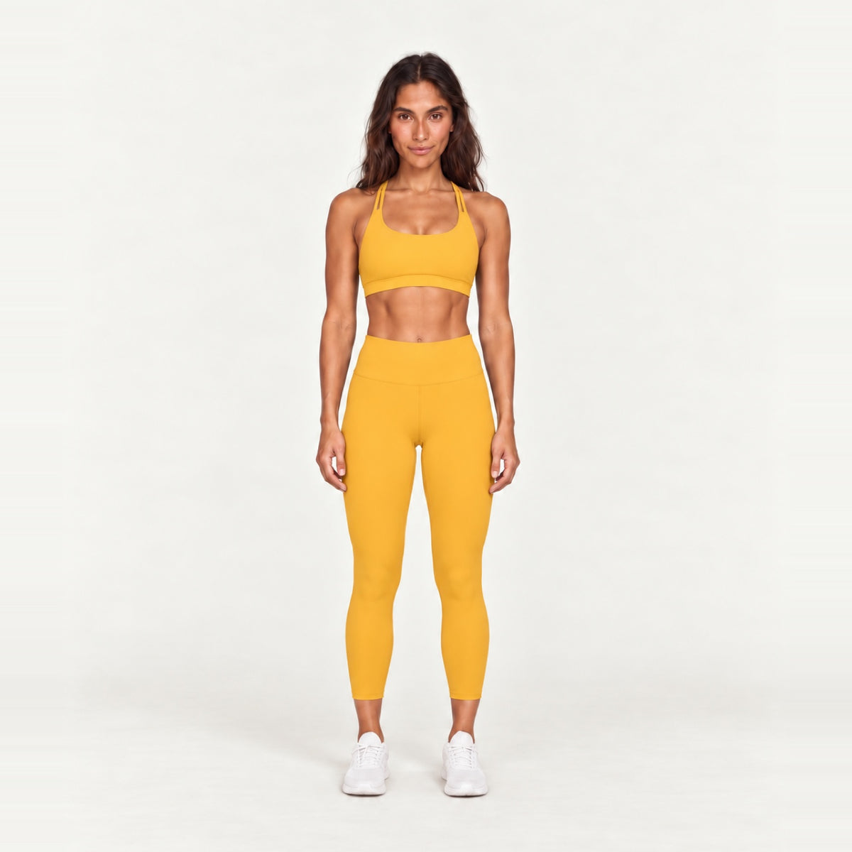 Sports Bra and High-Waisted Leggings Set - Marigold