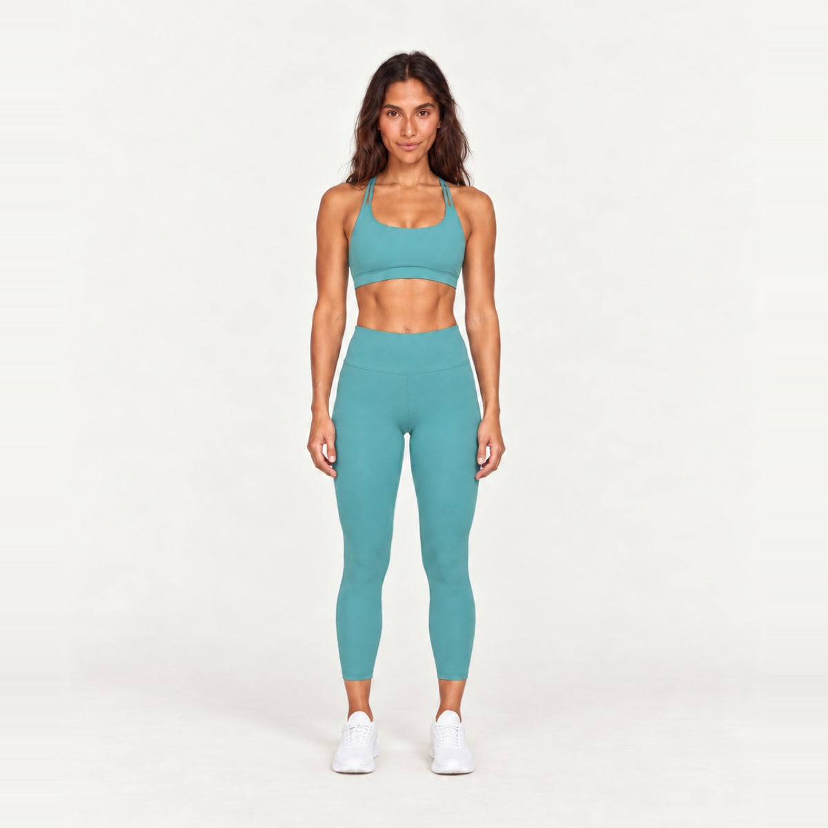 Sports Bra and High-Waisted Leggings Set - Teal