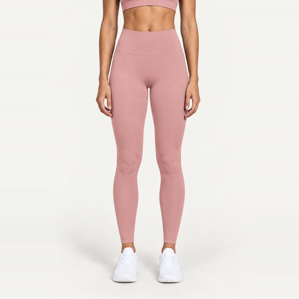 High-Waisted Fitted Leggings - Dusty Rose