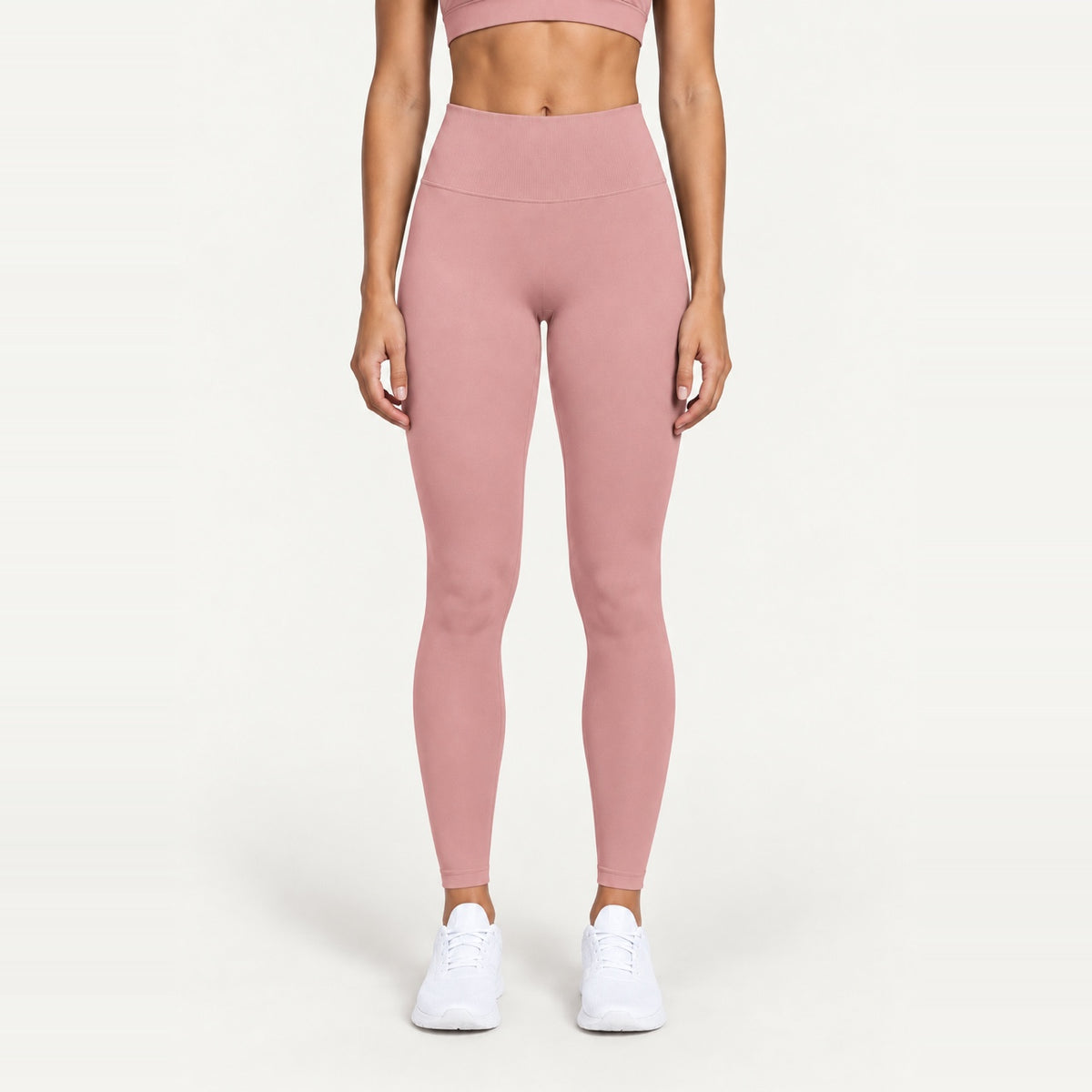 High-Waisted Fitted Leggings - Dusty Rose