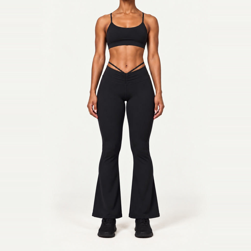 High-Waisted Flare Leggings - Black