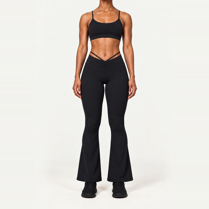 High-Waisted Flare Leggings - Black