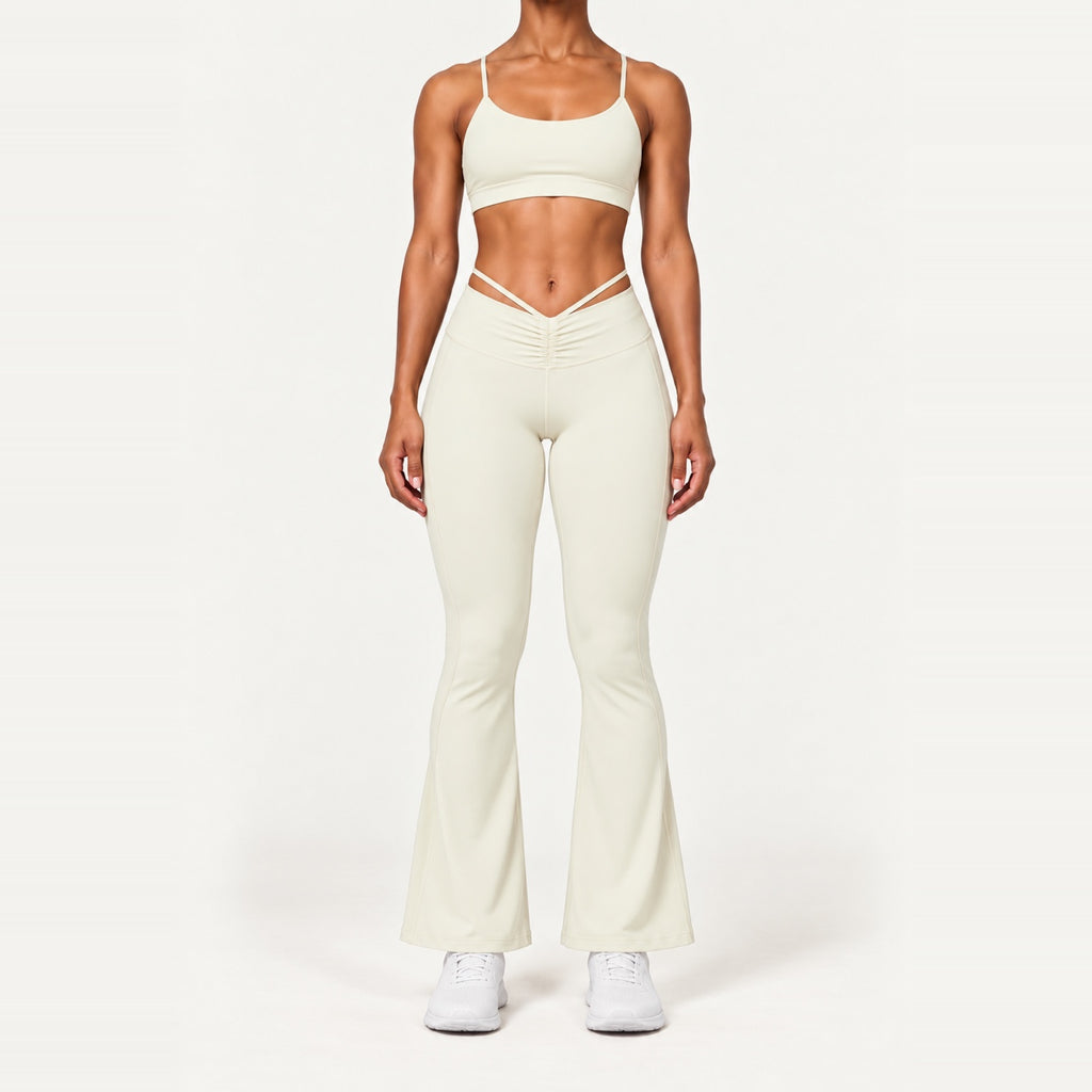 High-Waisted Flare Leggings - Cream