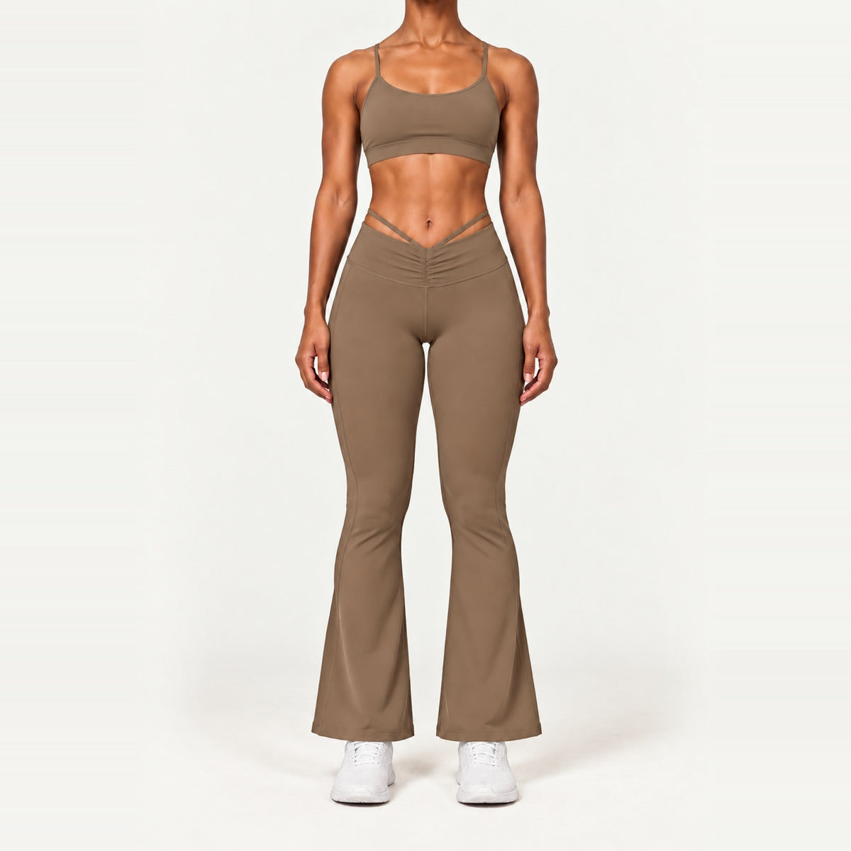 High-Waisted Flare Leggings - Mocha