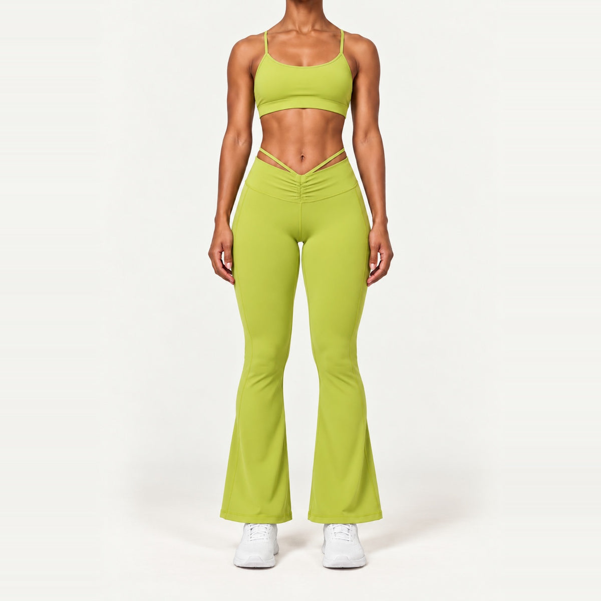 High-Waisted Flare Leggings - Lime