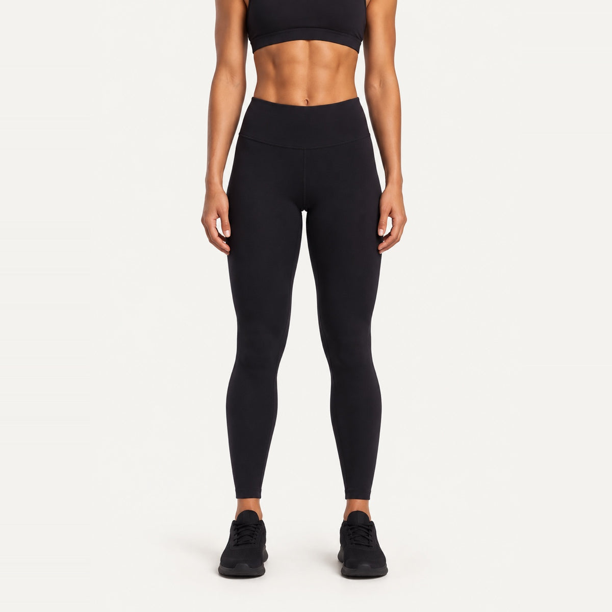 High-Waisted Leggings with Back Waist Pocket - Black