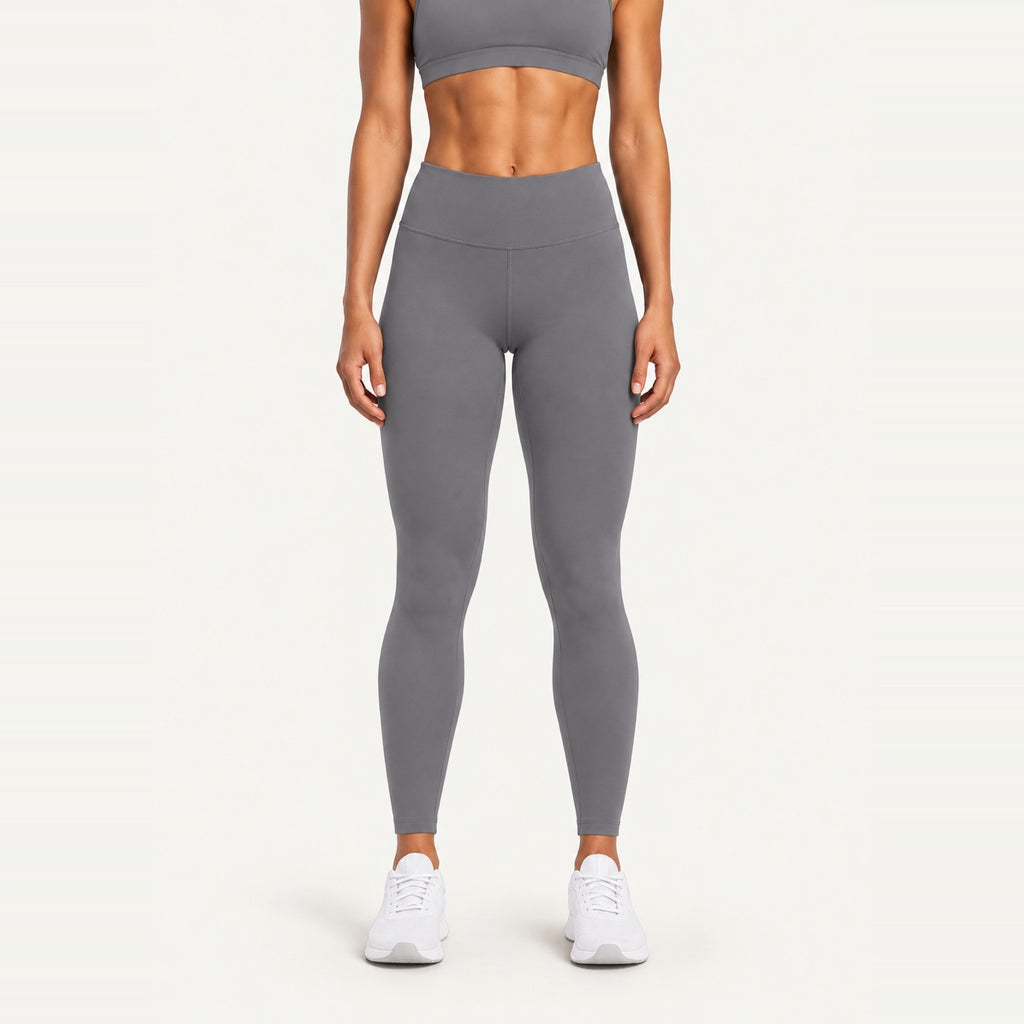 High-Waisted Leggings with Back Waist Pocket - Titanium