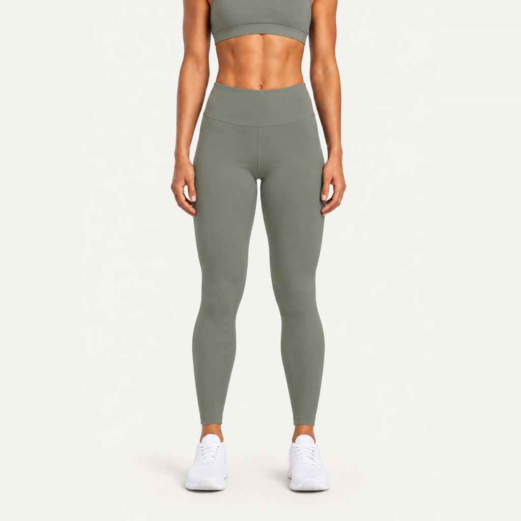 High-Waisted Leggings with Back Waist Pocket - Sage