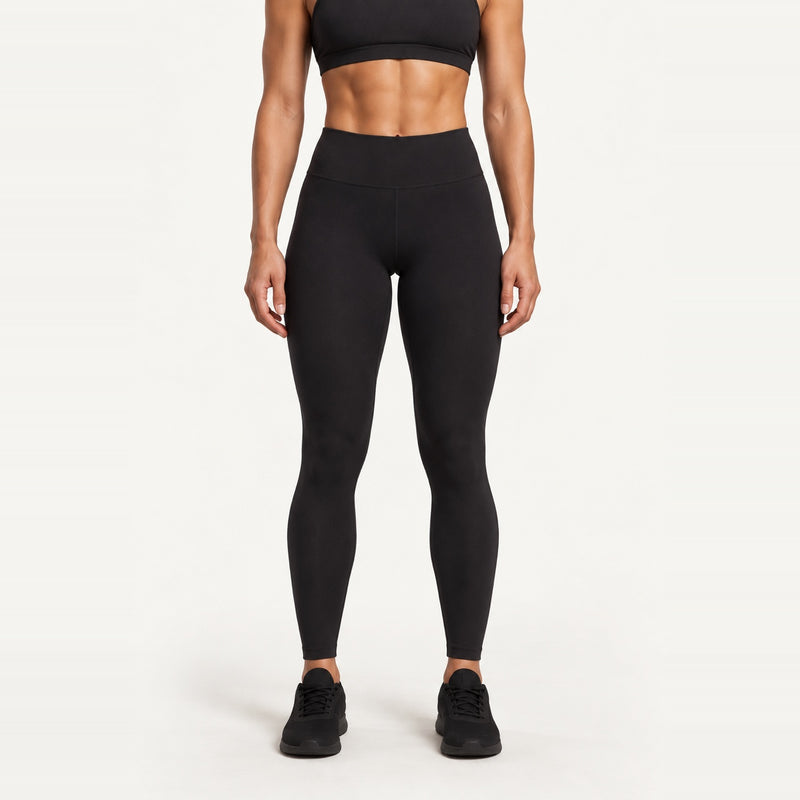 Seamed High-Waisted Leggings - Black