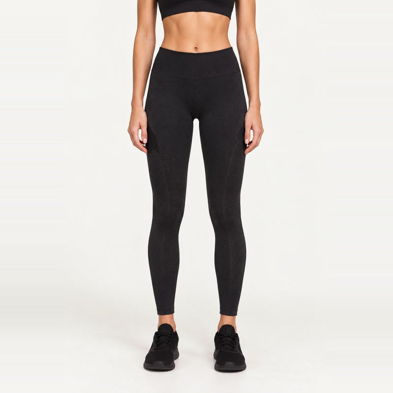 High-Waisted Textured Workout Leggings - Black