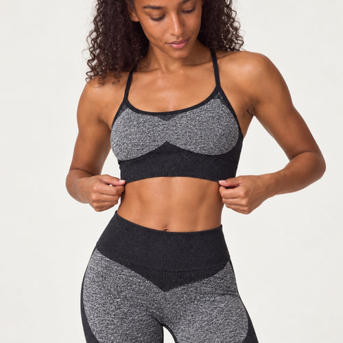 Cross-Strap Sports Bra and Panel Leggings Set - detail
