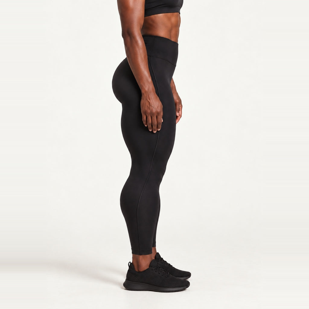 High-Waisted Leggings with Curved Side Seams - side view