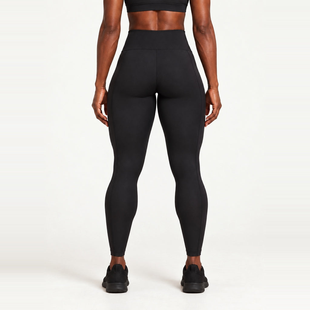 High-Waisted Leggings with Curved Side Seams - back view