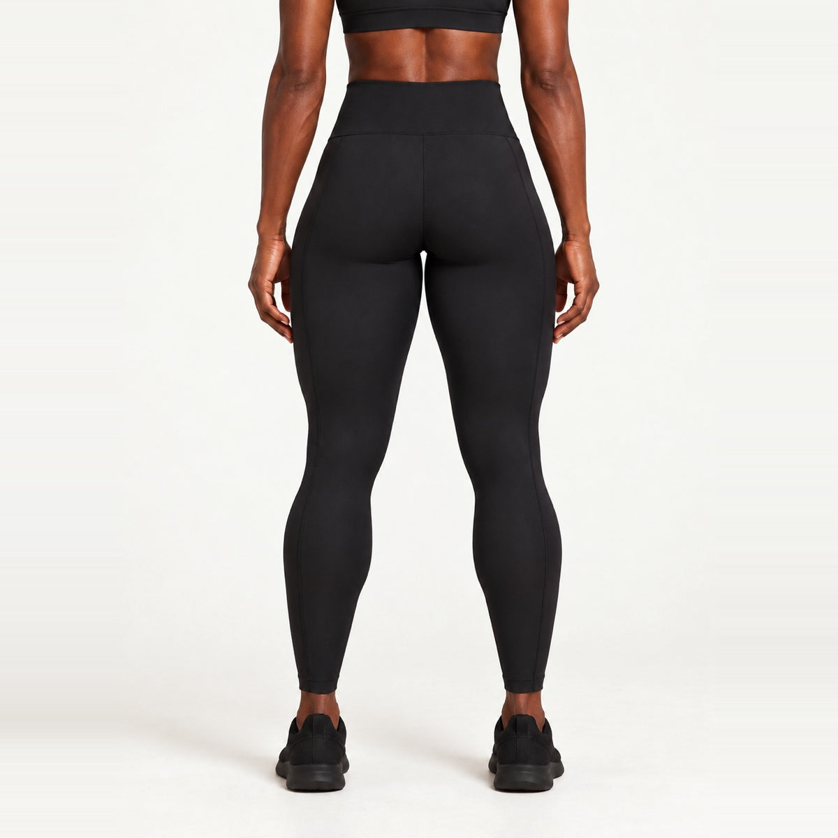 High-Waisted Leggings with Curved Side Seams - back view