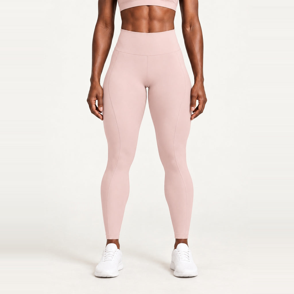 High-Waisted Leggings with Curved Side Seams - Blush