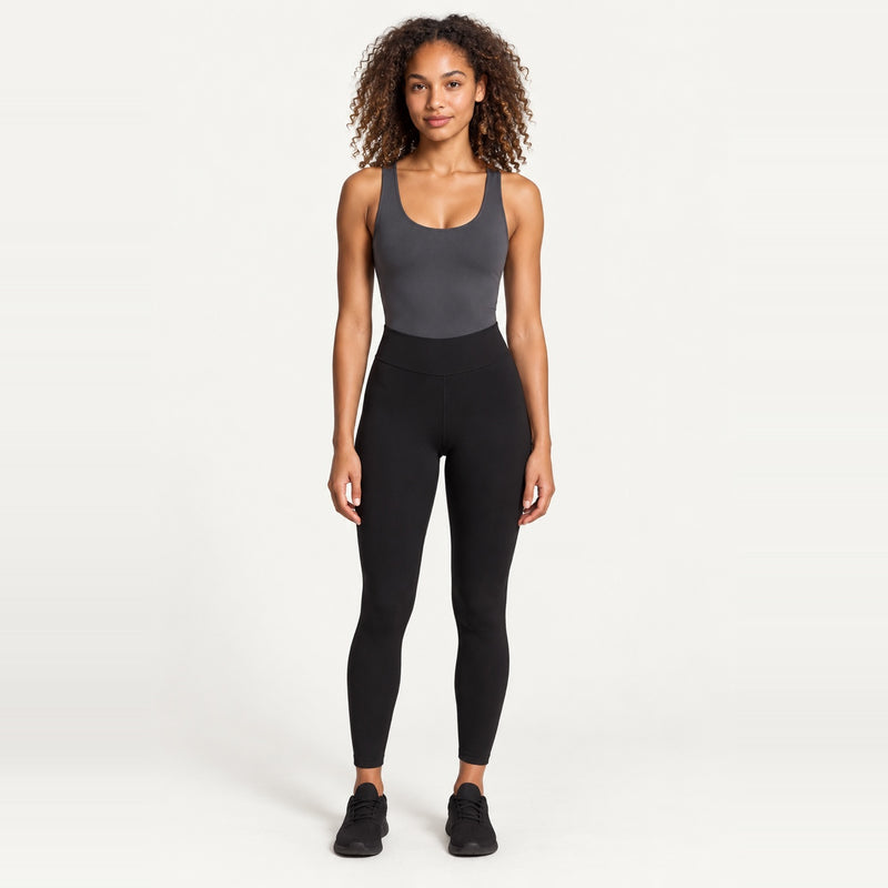 Colorblock Jumpsuit with Low Scoop Back - Black Gray