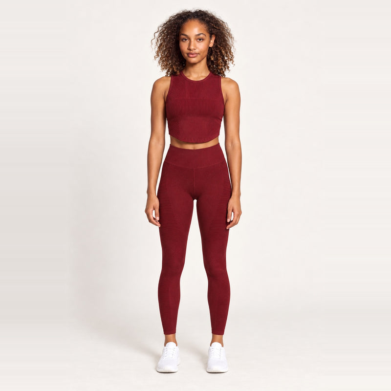 Ribbed Sleeveless Workout Top and Leggings Options - Top and Leggings