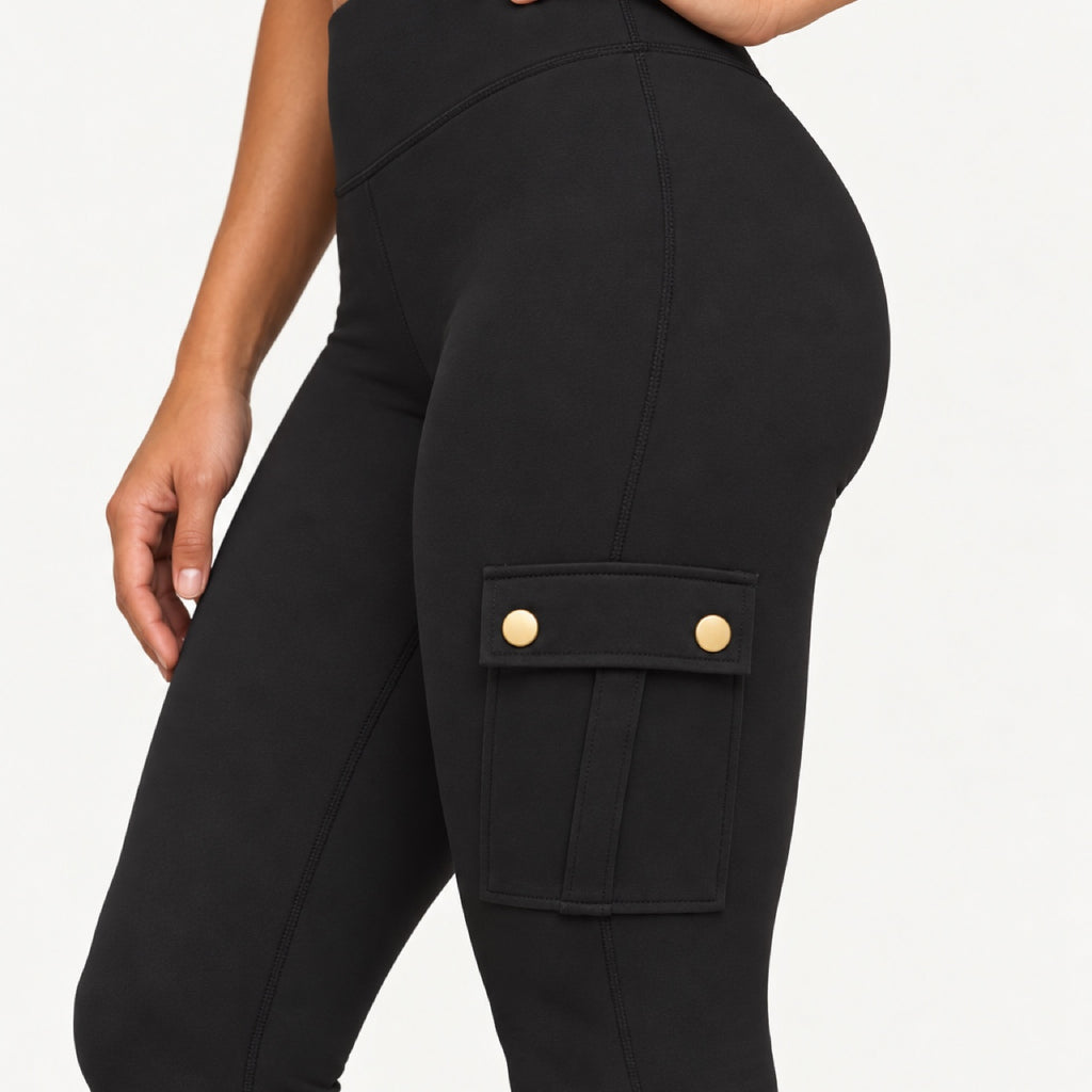 High-Waisted Cargo Leggings with Flap Pockets - detail