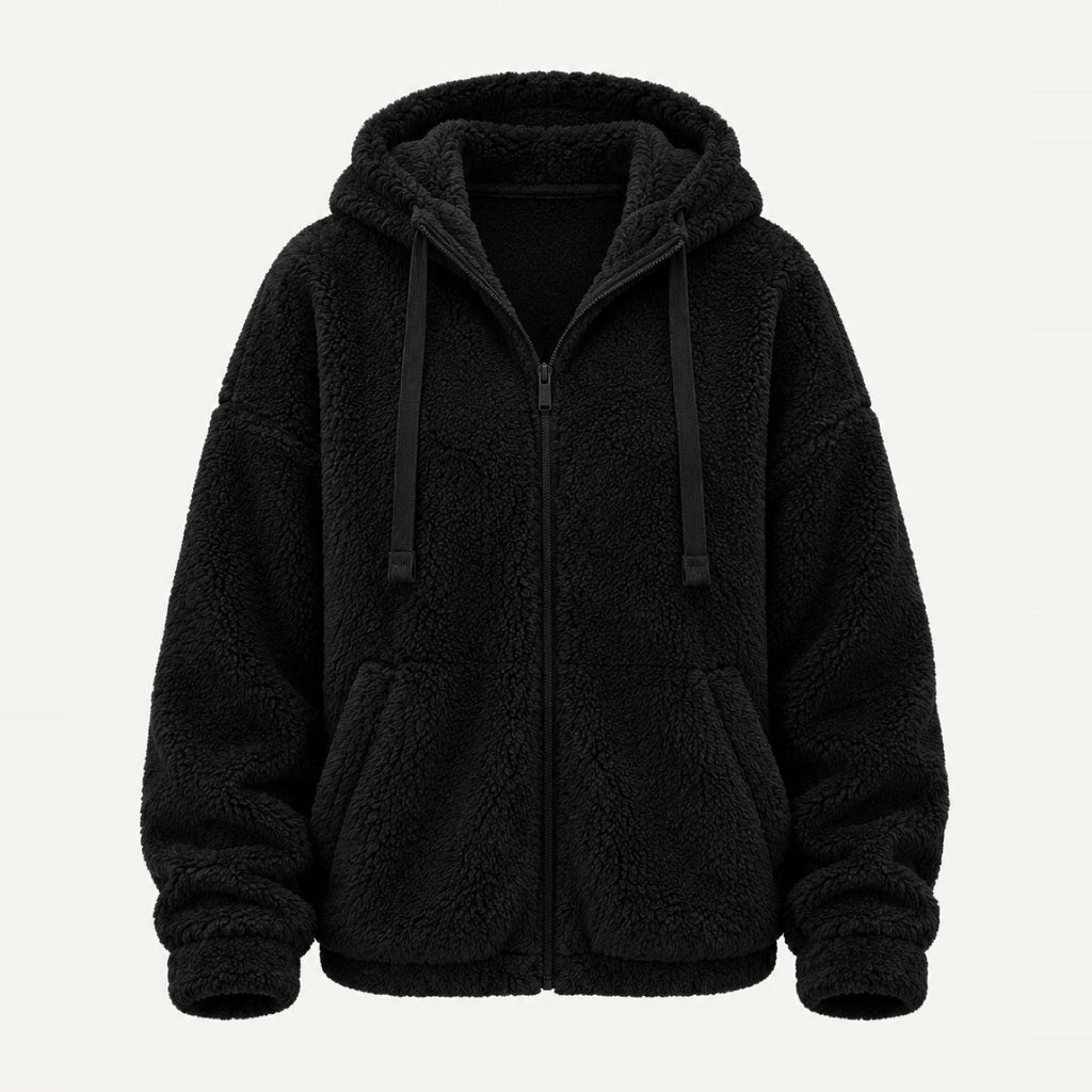 Plush Zip-Up Hoodie with Side Pockets - product only