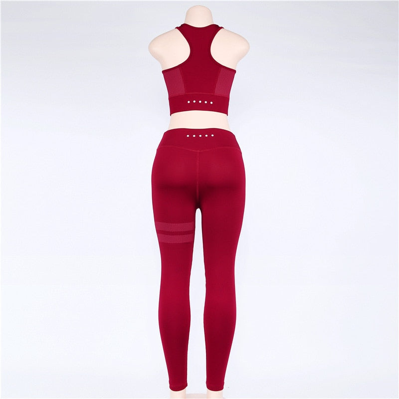 Racerback Crop Top and Panel Leggings Set