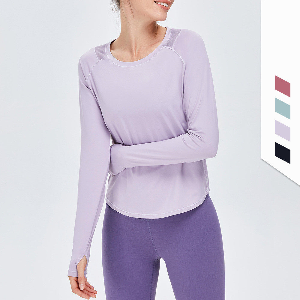 Long Sleeve Top with Mesh Back Panel - Lilac