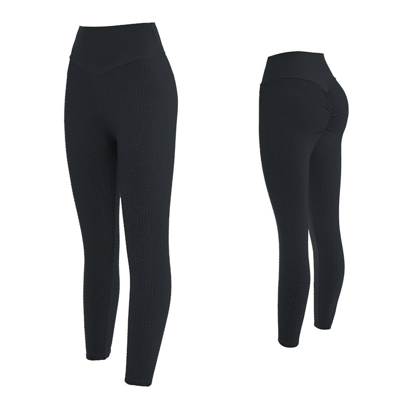 High-Waisted Textured Cropped Leggings - Black