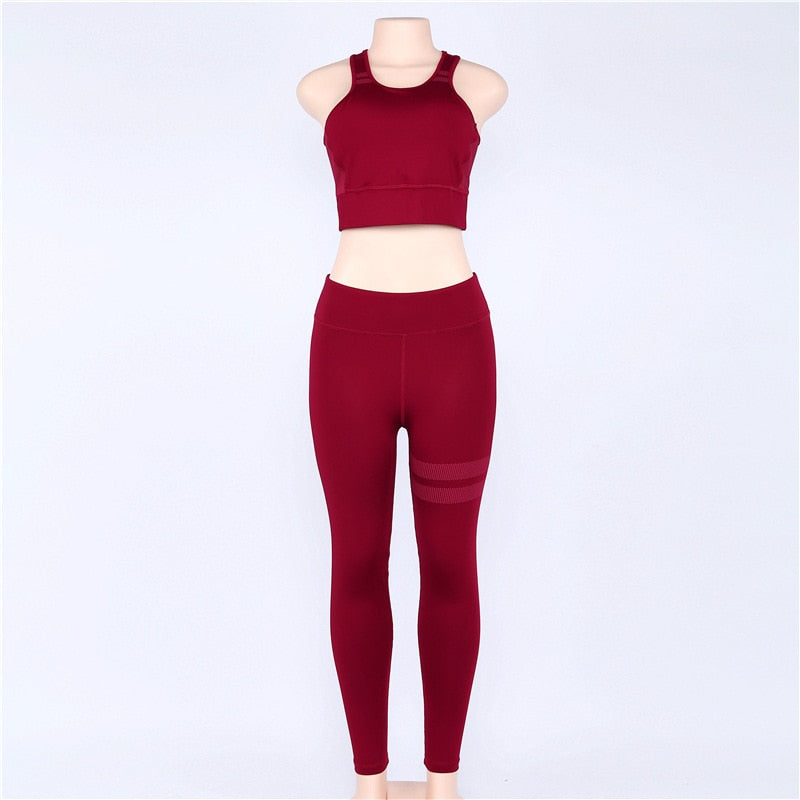 Racerback Crop Top and Panel Leggings Set