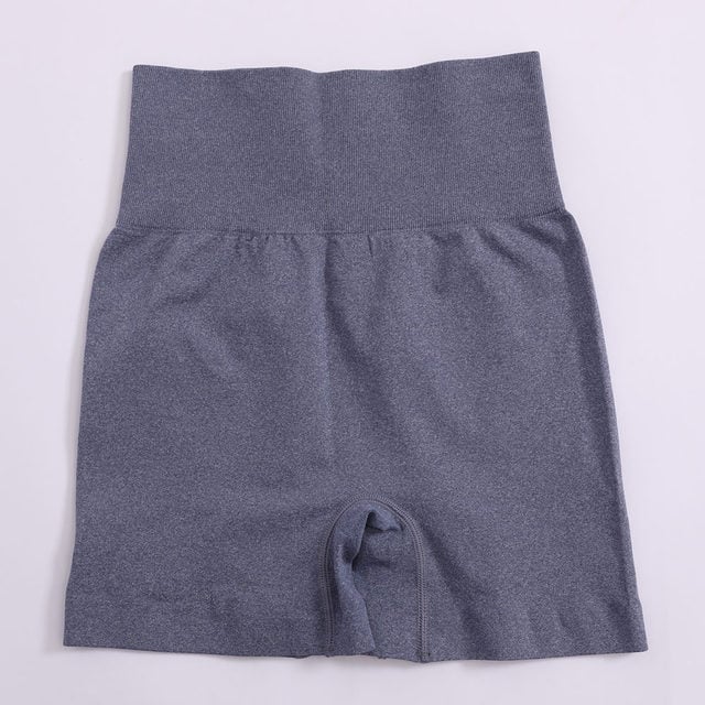 High-Waisted Shorts with Ribbed Waistband - Charcoal