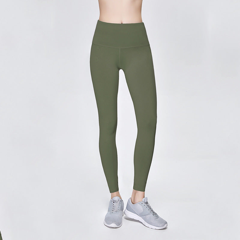 High-Waisted Ankle Leggings with Smooth Finish - Olive