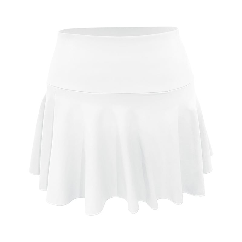 High-Waisted Tennis Skort with Flared Hem - White