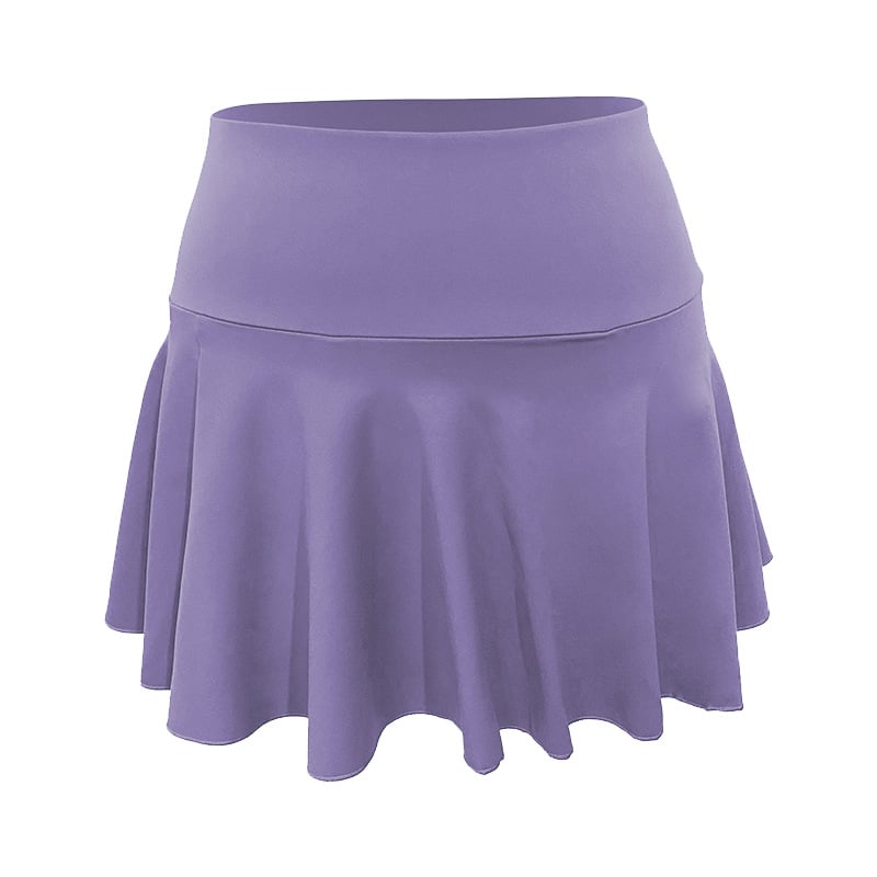 High-Waisted Tennis Skort with Flared Hem - Lilac