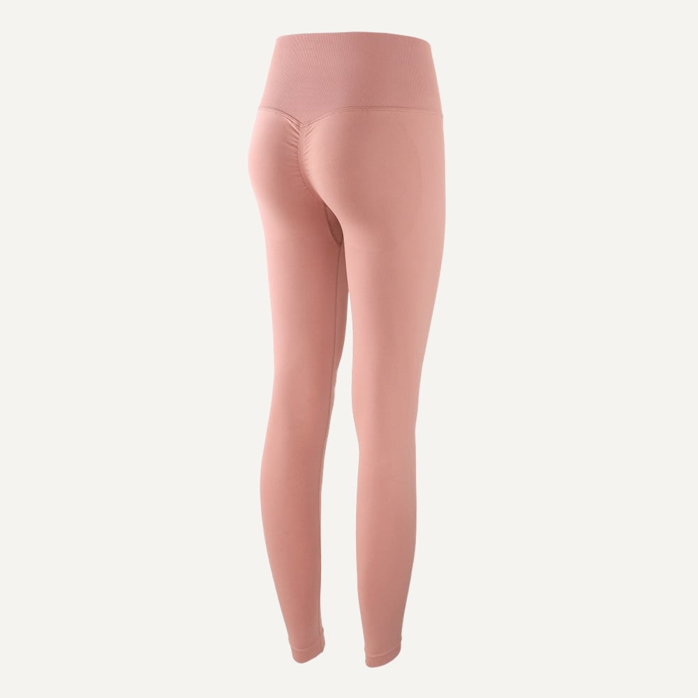 High-Waisted Leggings with Textured Knit Panels - Peach