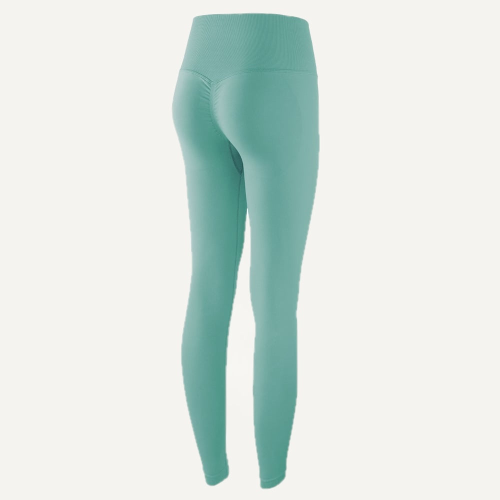 High-Waisted Leggings with Textured Knit Panels - Mint