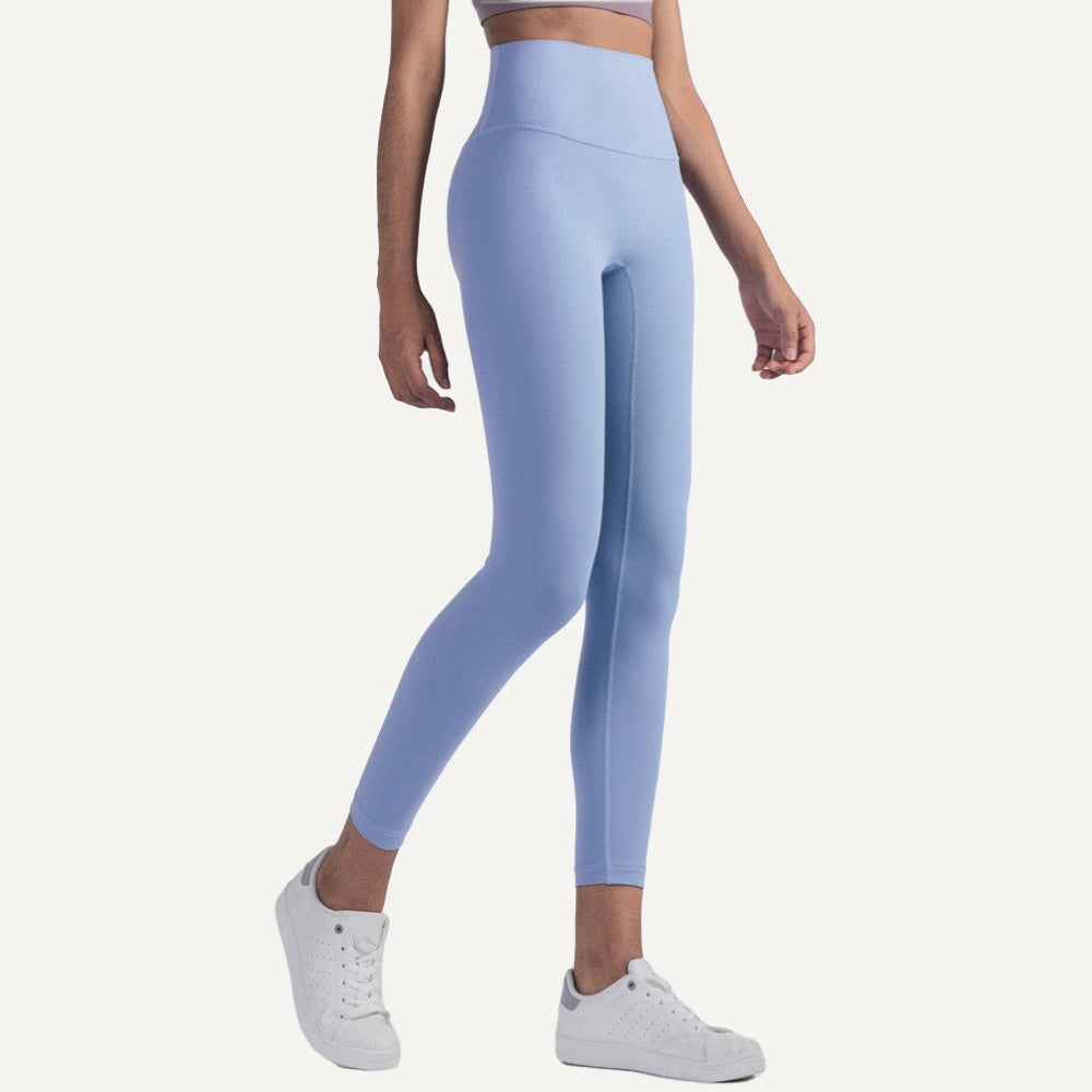 High-Waisted Leggings with Wide Waistband - Periwinkle