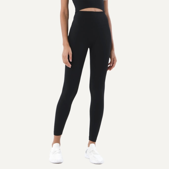 High-Waisted Leggings with Wide Waistband - Black