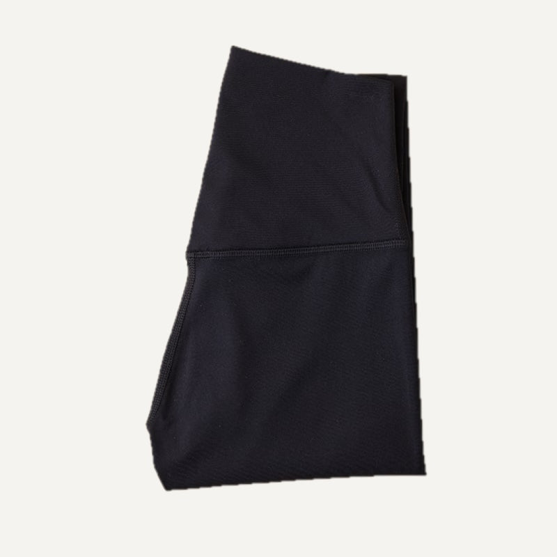 High-Waisted Ankle-Length Nylon Leggings - Black