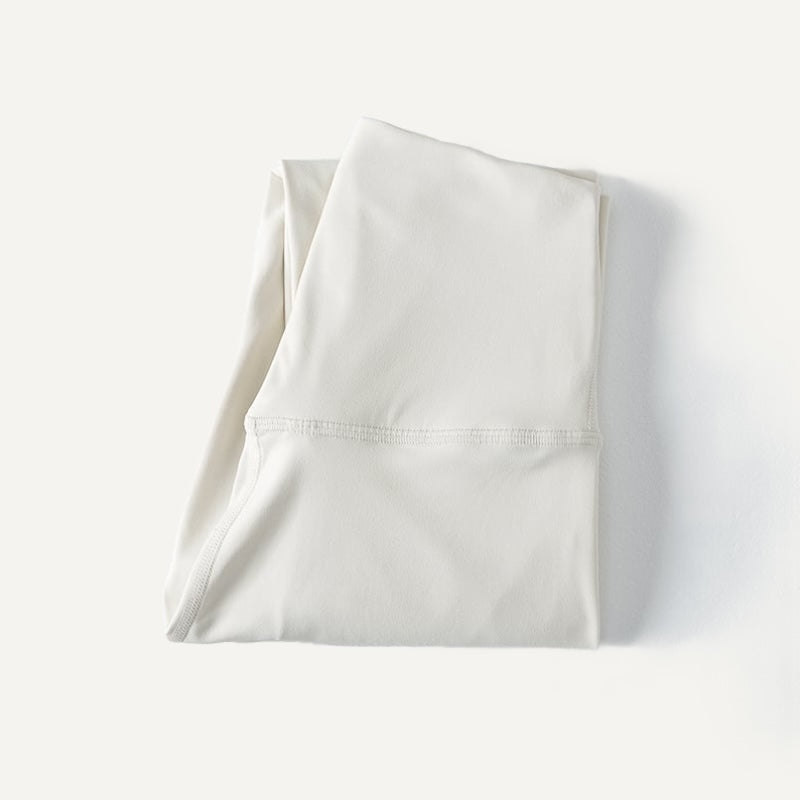 High-Waisted Ankle-Length Nylon Leggings - Ivory