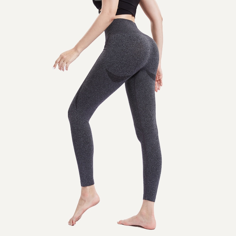 High-Waisted Heathered Knit Leggings - Charcoal