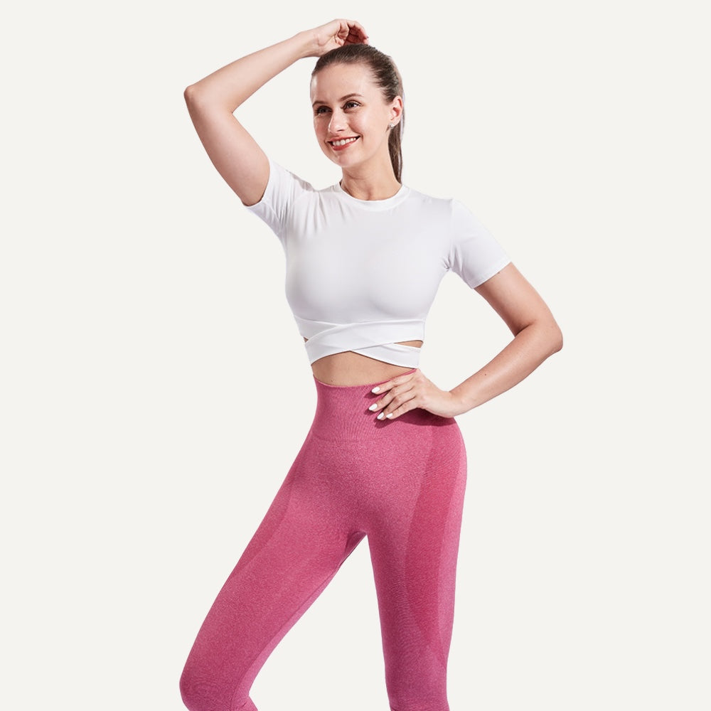 High-Waisted Heathered Knit Leggings - Dusty Rose