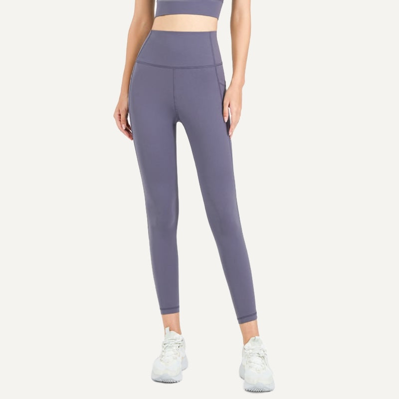 High-Waisted Cropped Leggings with Side Pockets - Slate