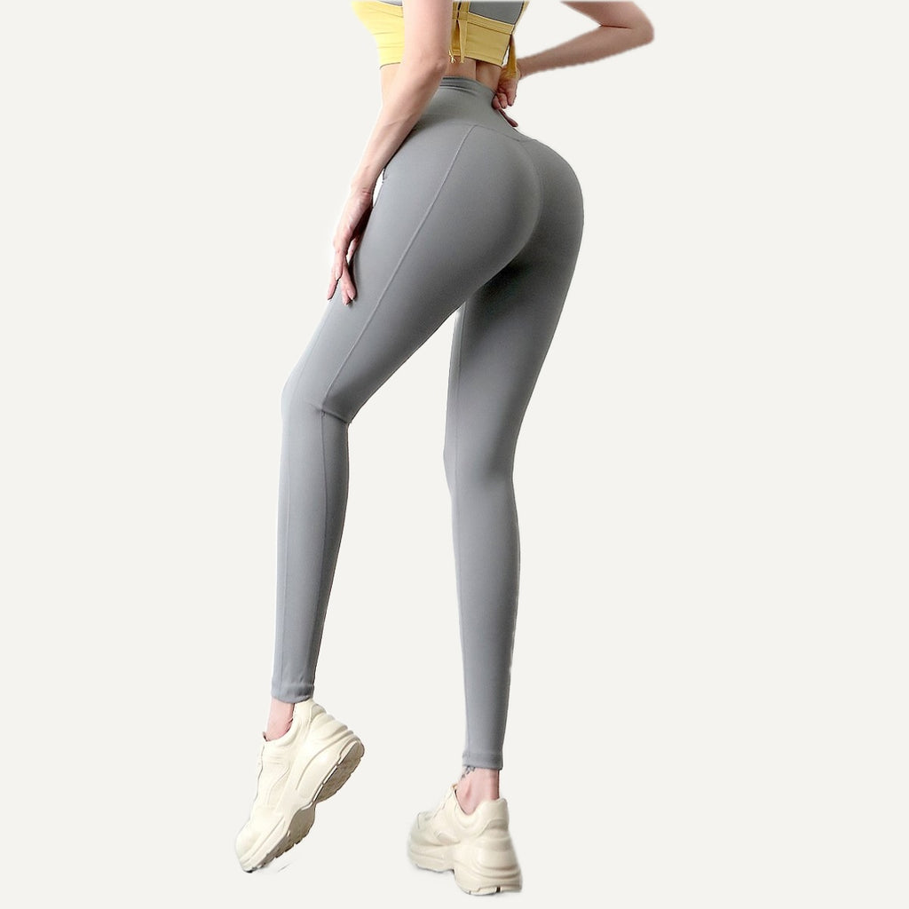Seamed High-Waisted Leggings - Gray