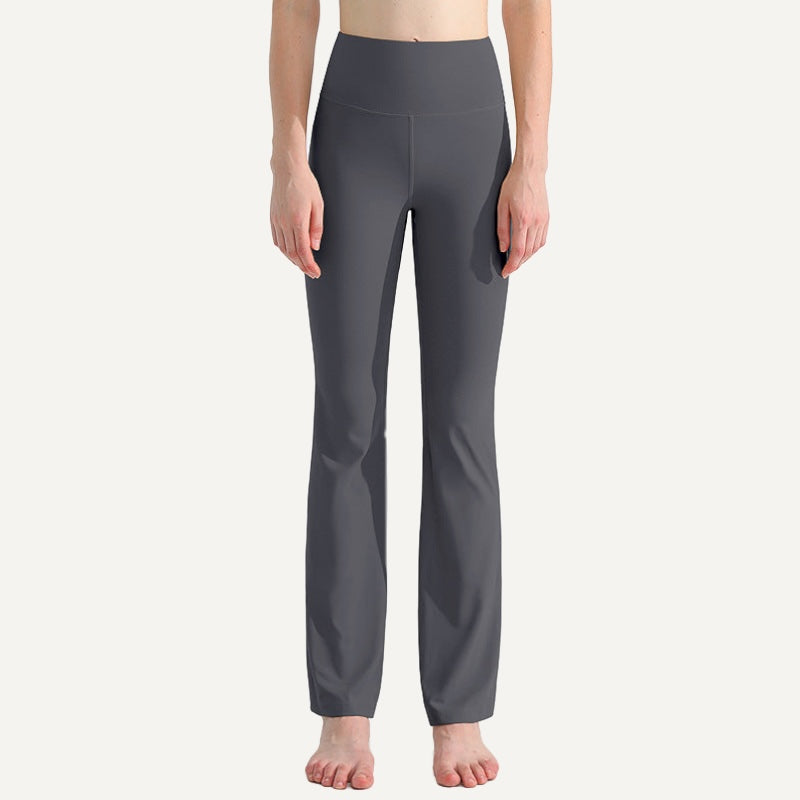 High-Waisted Flared Workout Pants - Charcoal